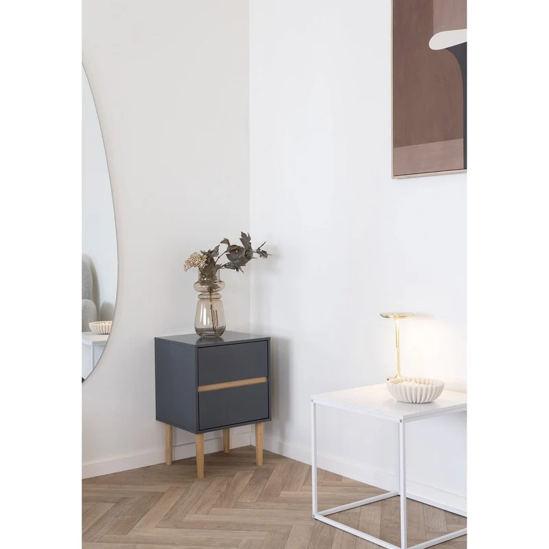 House Nordic Beistelltisch Bisley – Grau, 40 × 35 × 55 cm, Holz