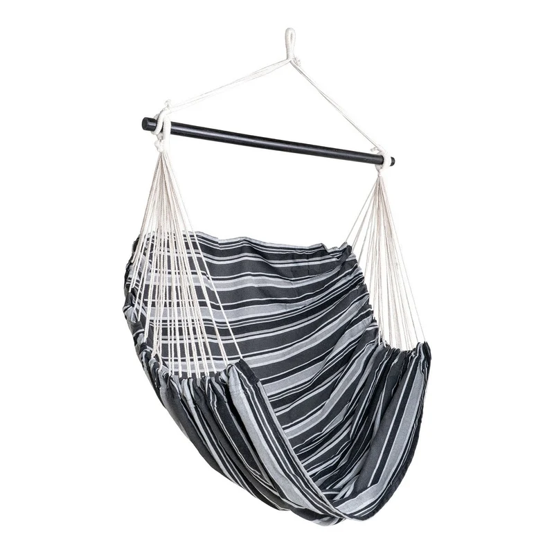 House Nordic Hängemattenstuhl Lamia – Grau/Schwarz, 85 % Baumwolle, 15 % Polyester, Lärche, 130 × 100 × 185 cm