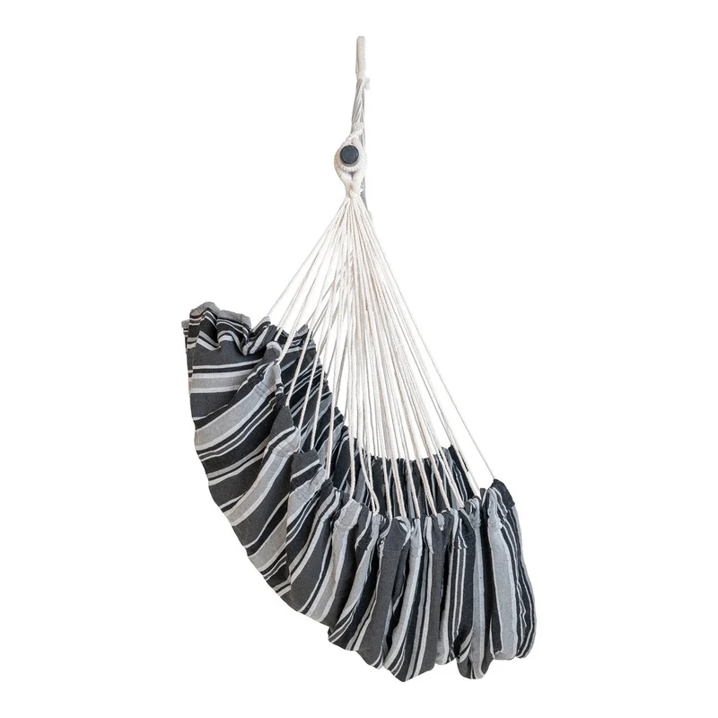 House Nordic Hängemattenstuhl Lamia – Grau/Schwarz, 85 % Baumwolle, 15 % Polyester, Lärche, 130 × 100 × 185 cm