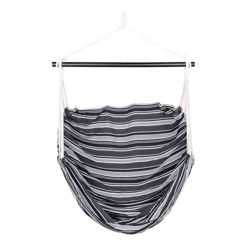 House Nordic Hängemattenstuhl Lamia – Grau/Schwarz, 85 % Baumwolle, 15 % Polyester, Lärche, 130 × 100 × 185 cm
