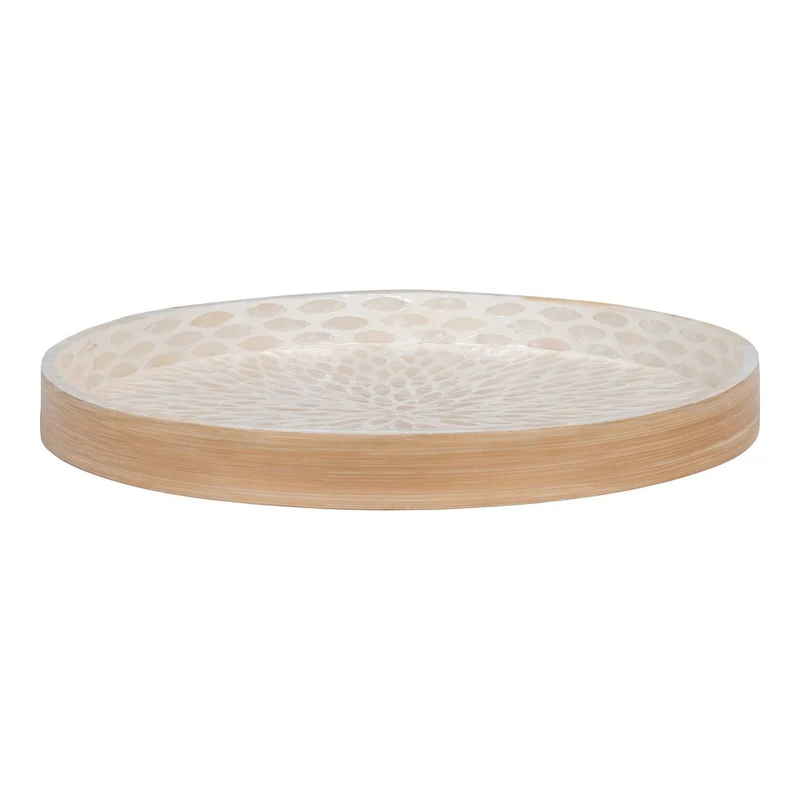 House Nordic Tablett – Bambus/Capiz, Beige, 40 × 40 × 3,5 cm