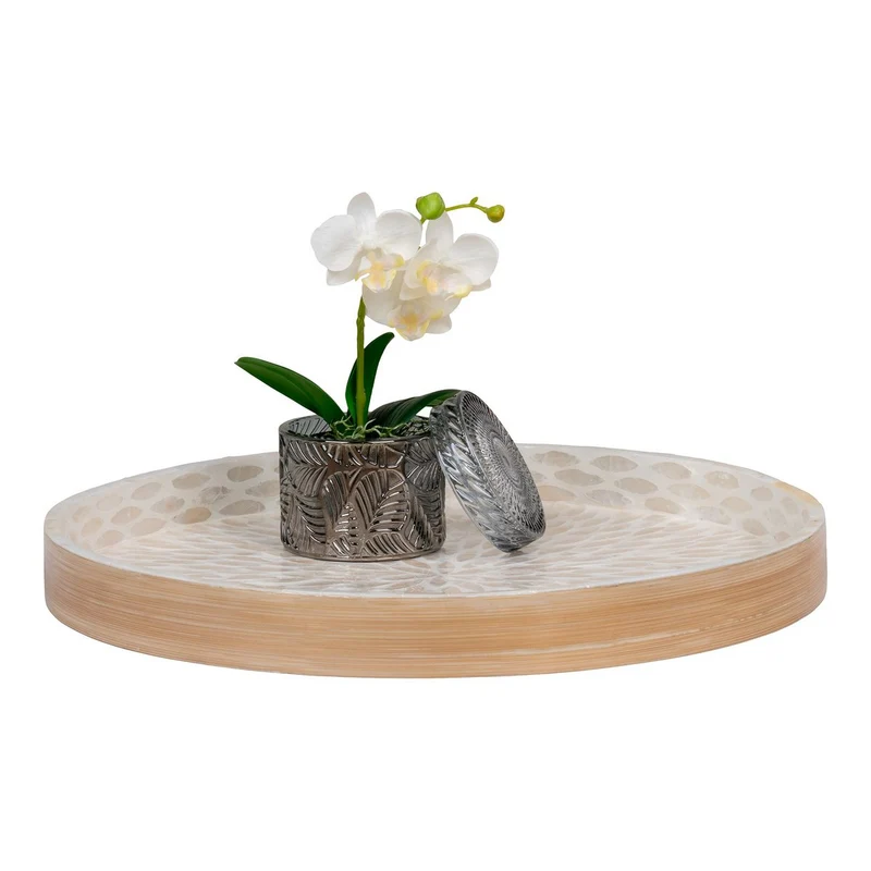 House Nordic Tablett – Bambus/Capiz, Beige, 40 × 40 × 3,5 cm