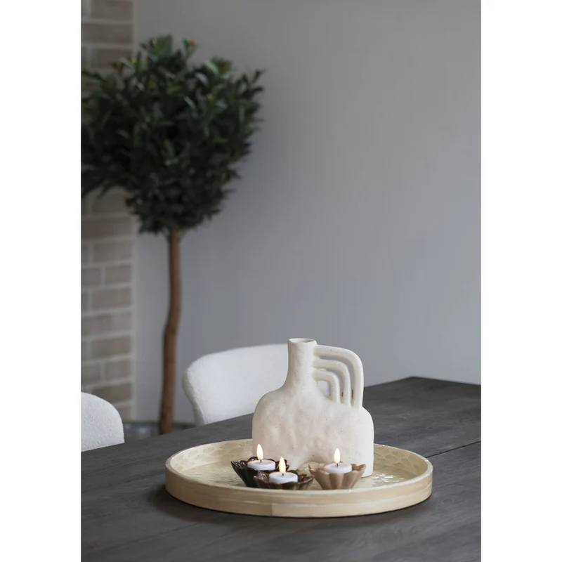 House Nordic Tablett – Bambus/Capiz, Beige, 40 × 40 × 3,5 cm