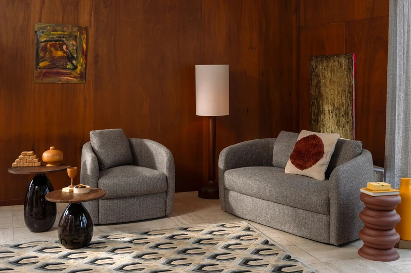 Dutchbone Sofa Boho – Stein, Polyester, 82 × 143 × 75 cm
