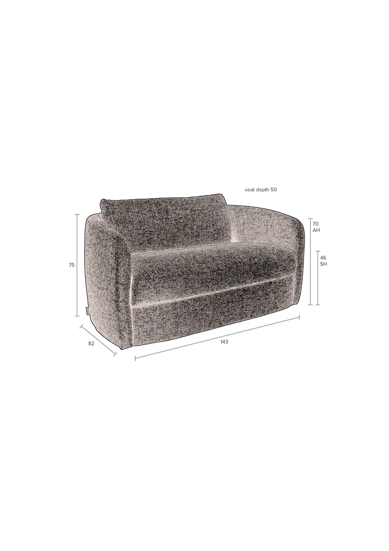 Dutchbone Sofa Boho – Stein, Polyester, 82 × 143 × 75 cm