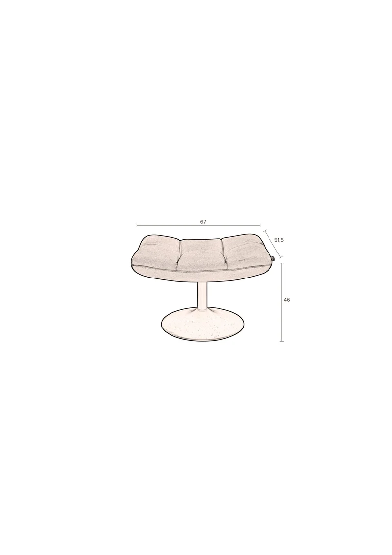 Dutchbone Hocker Bar – Hellgrau, Stoff, 51,5 × 67 × 46 cm