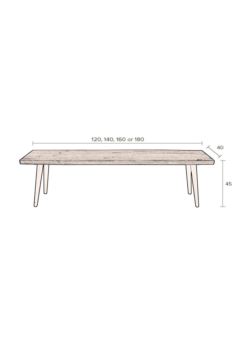 Dutchbone Bank Alagon 180 × 40 cm – Braun, Holz