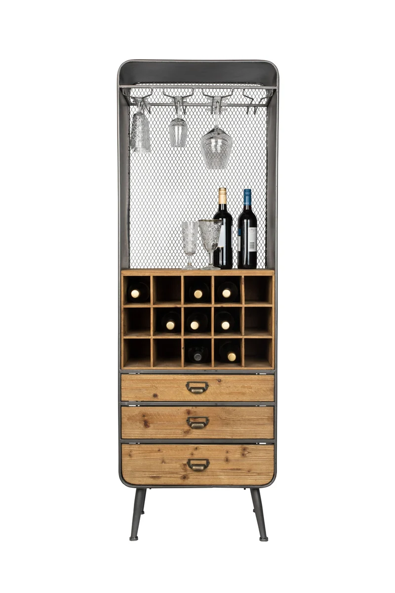 Dutchbone Schrank Vino – Braun, Massives Tannenholz, 38 × 56 × 170 cm
