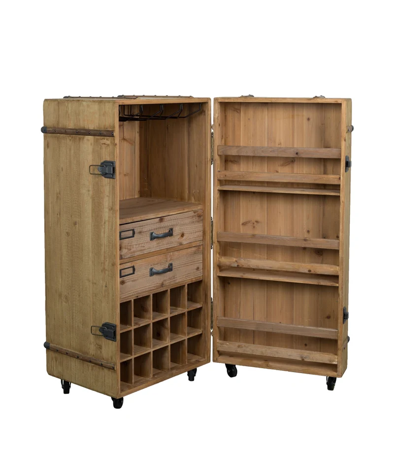 Dutchbone Schrank Lico – Braun, Massives Tannenholz, 50 × 50 × 109 cm