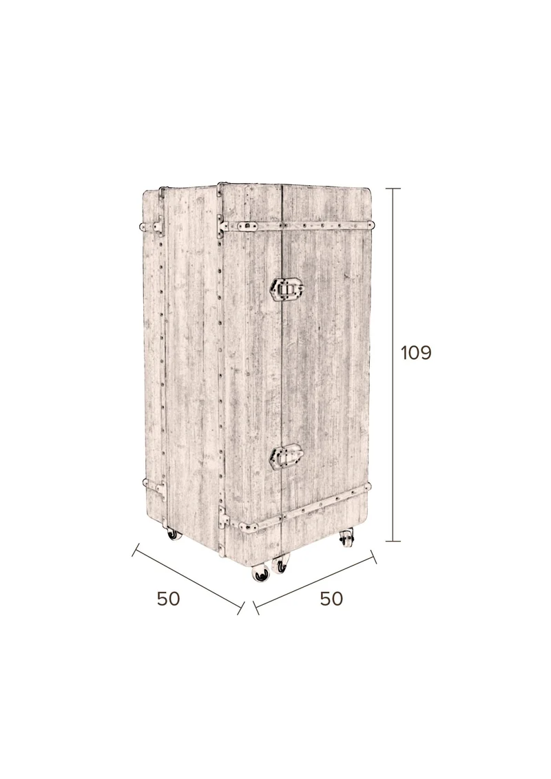 Dutchbone Schrank Lico – Braun, Massives Tannenholz, 50 × 50 × 109 cm