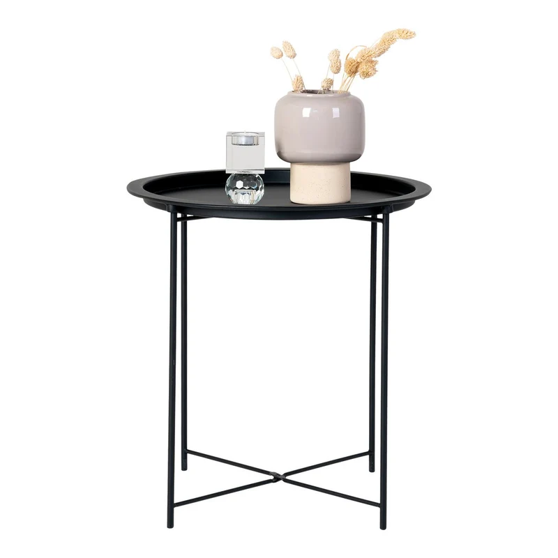 House Nordic Beistelltisch Bastia – Stahl, Schwarz - Ø 47 × 50 cm