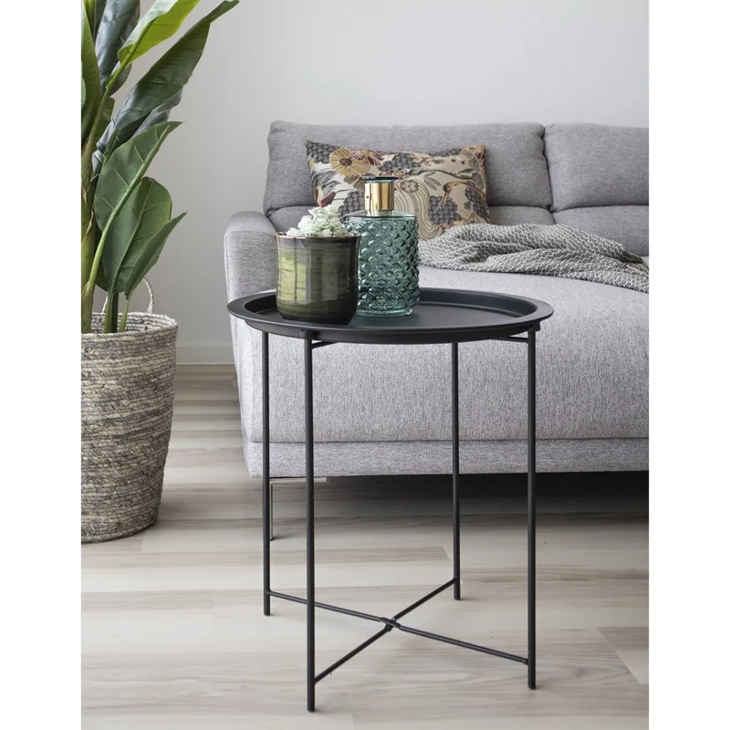 House Nordic Beistelltisch Bastia – Stahl, Schwarz - Ø 47 × 50 cm