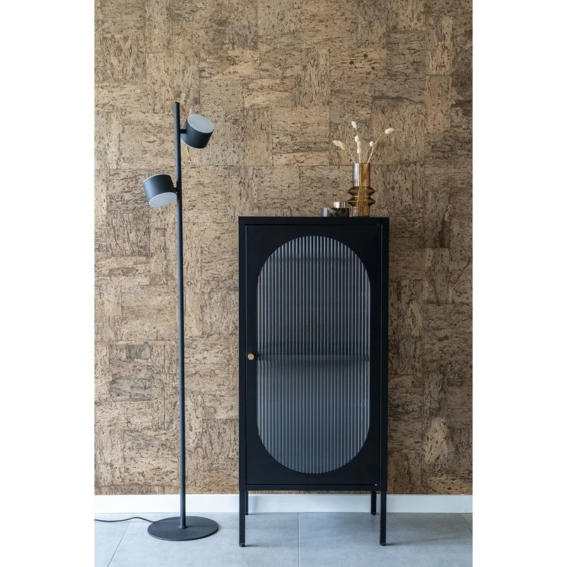 House Nordic Vitrine Adelaide – Schwarz, Stahl/Glas, 50 × 35 × 110 cm
