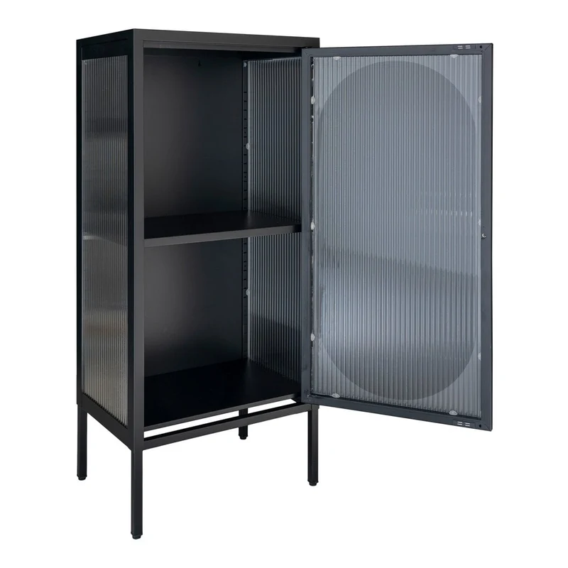 House Nordic Vitrine Adelaide – Schwarz, Stahl/Glas, 50 × 35 × 110 cm