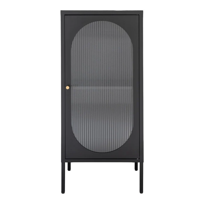 House Nordic Vitrine Adelaide – Schwarz, Stahl/Glas, 50 × 35 × 110 cm