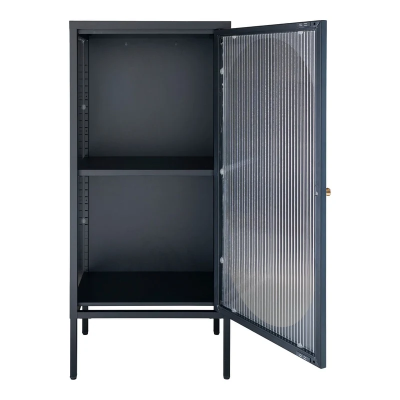 House Nordic Vitrine Adelaide – Schwarz, Stahl/Glas, 50 × 35 × 110 cm