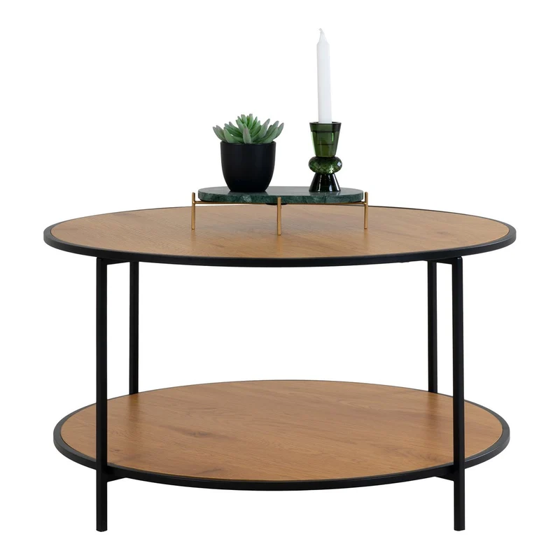House Nordic Couchtisch Vita – Eichenoptik, Stahl, Ø 80 × 45 cm