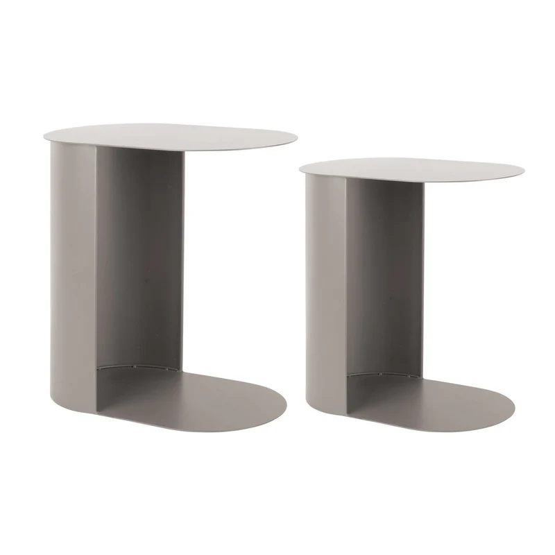 Leitmotiv Beistelltisch Set Riqueza Oval – elegantes in Grau, Eisen, 2er-Set