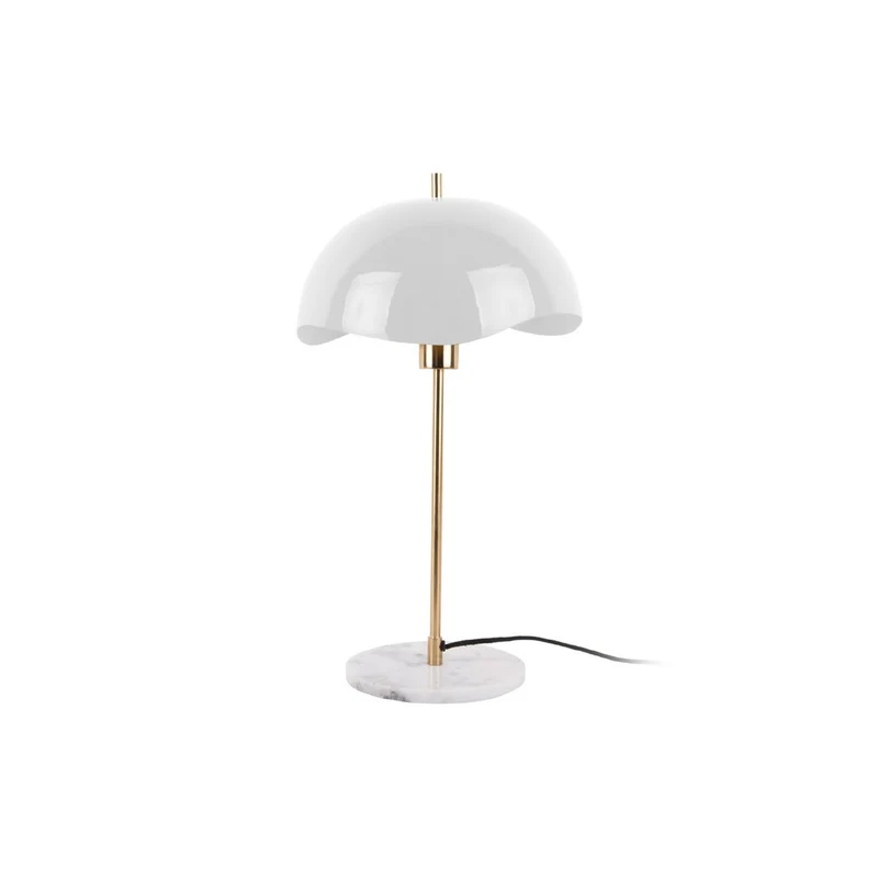 Leitmotiv Tischleuchte Waved Dome – Weiß & Messing, Ø ca. 30 cm, Höhe ca. 53 cm