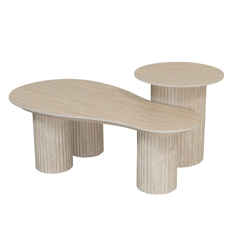 Pole to Pole Beistelltisch Craft – Keramik in Travertinoptik, Ø 50 cm