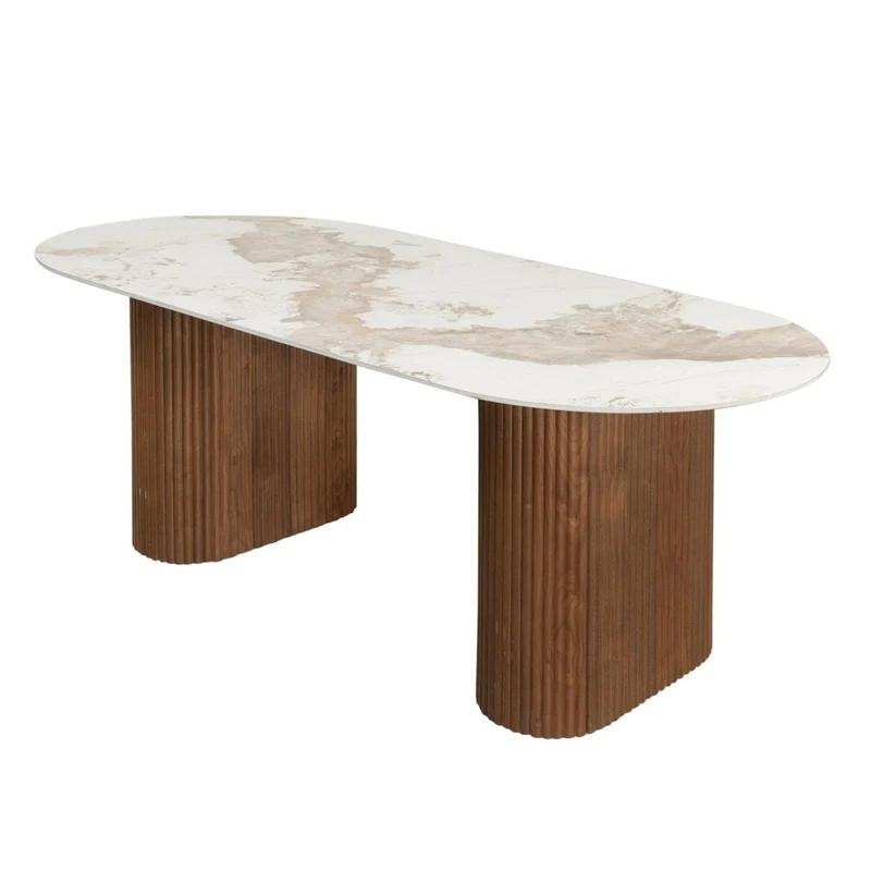 Pole to Pole Esstisch Urban Chique – Keramik in Marmoroptik & Holzfurnier, 220 × 100 cm