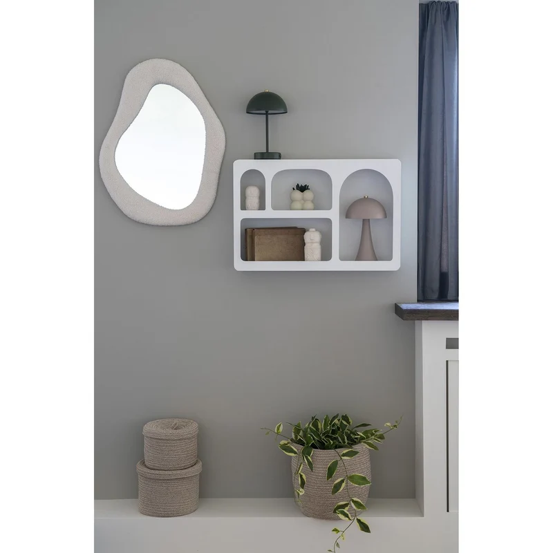 House Nordic Spiegel Bosa – organische Form in Weiß, 46,5 × 61 cm, Spiegelglas