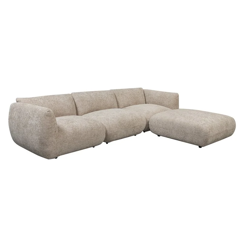 Pole to Pole Sofa Amsterdam 4-Sitzer mit Ottomane – Latte, 300 × 168 cm