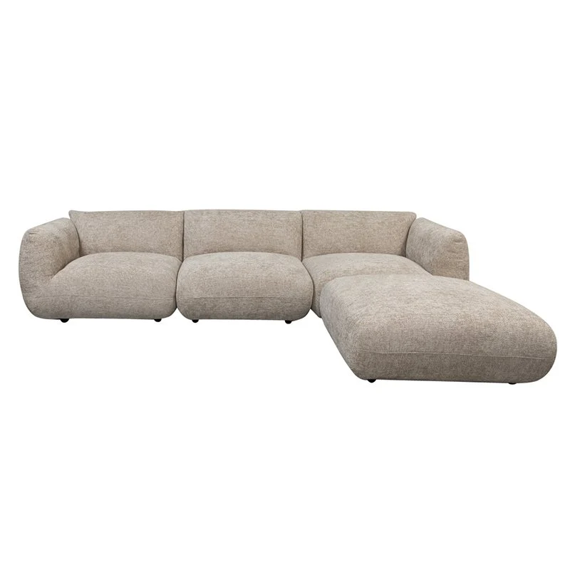 Pole to Pole Sofa Amsterdam 4-Sitzer mit Ottomane – Latte, 300 × 168 cm