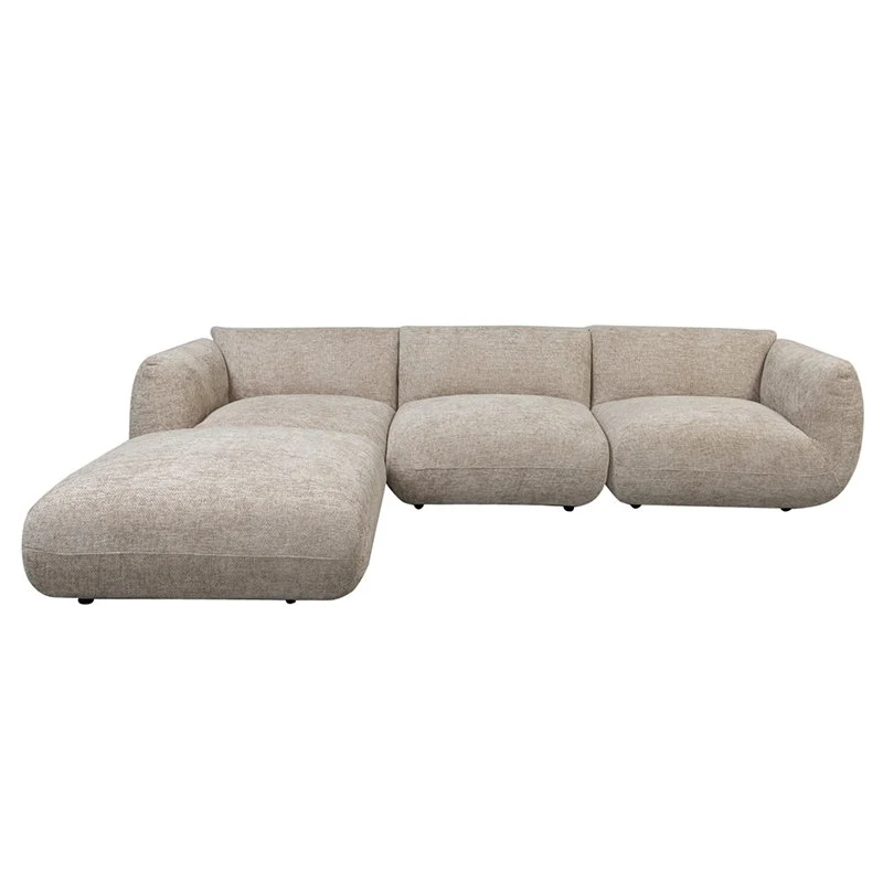 Pole to Pole Sofa Amsterdam 4-Sitzer mit Ottomane – Latte, 300 × 168 cm