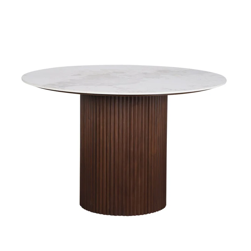 Pole to Pole Esstisch Urban Chique Runder – Keramikmarmor & Walnussfurnier, Ø 120 cm