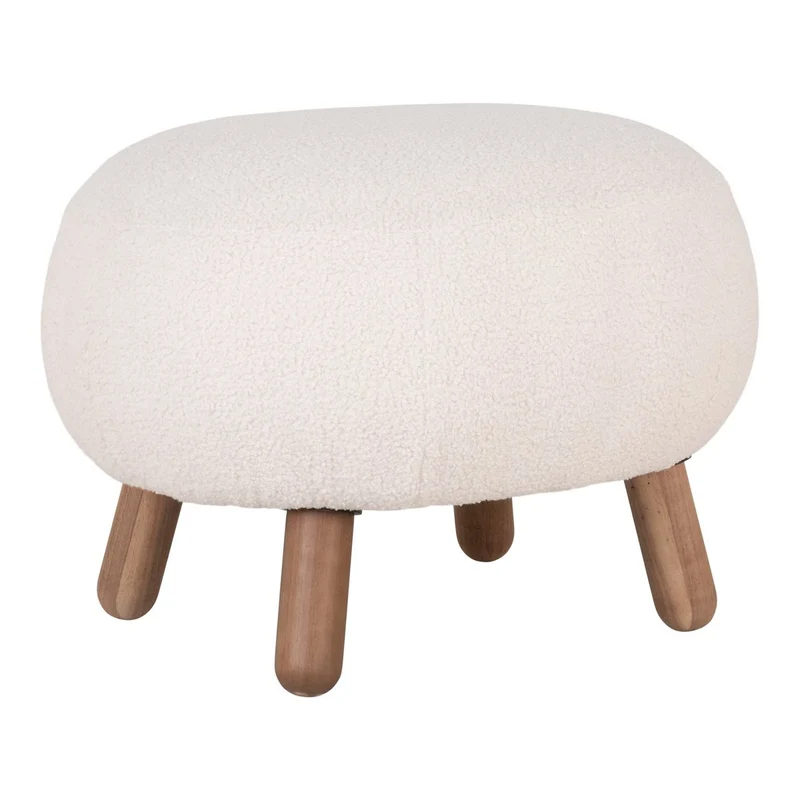 House Nordic Savona Fußstütze – Weiß, Polyester/Gummiholz/Kiefer, 60 × 50 × 37 cm