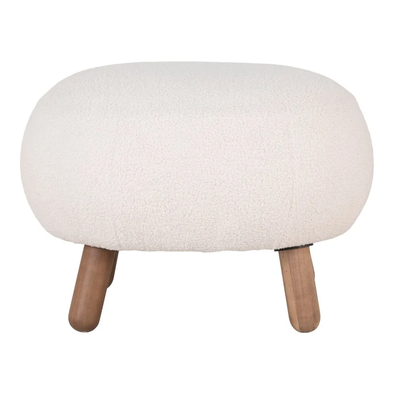 House Nordic Savona Fußstütze – Weiß, Polyester/Gummiholz/Kiefer, 60 × 50 × 37 cm