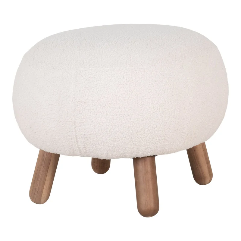 House Nordic Savona Fußstütze – Weiß, Polyester/Gummiholz/Kiefer, 60 × 50 × 37 cm