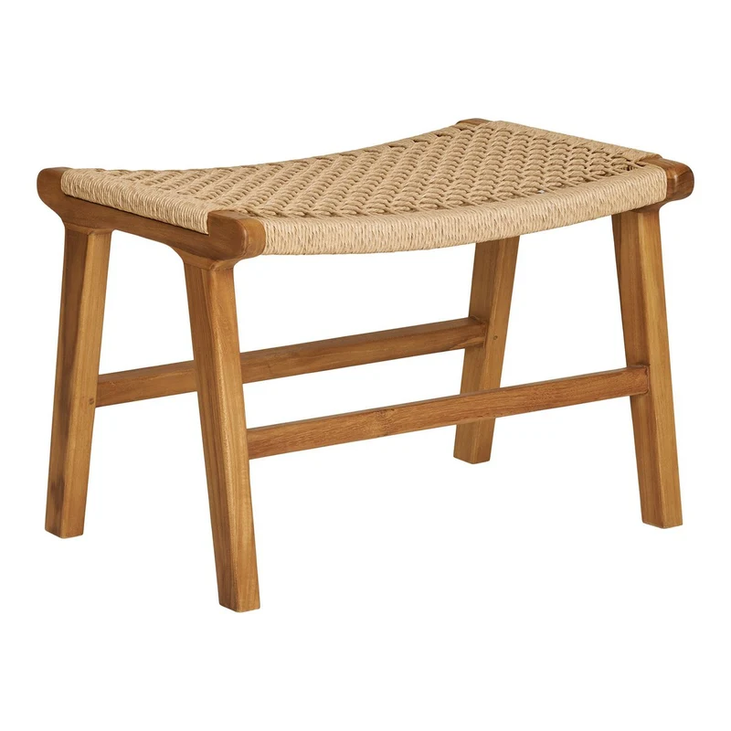 House Nordic Derby-Fußstütze – Braun, 60 × 40 × 42 cm, Rattan, Holz