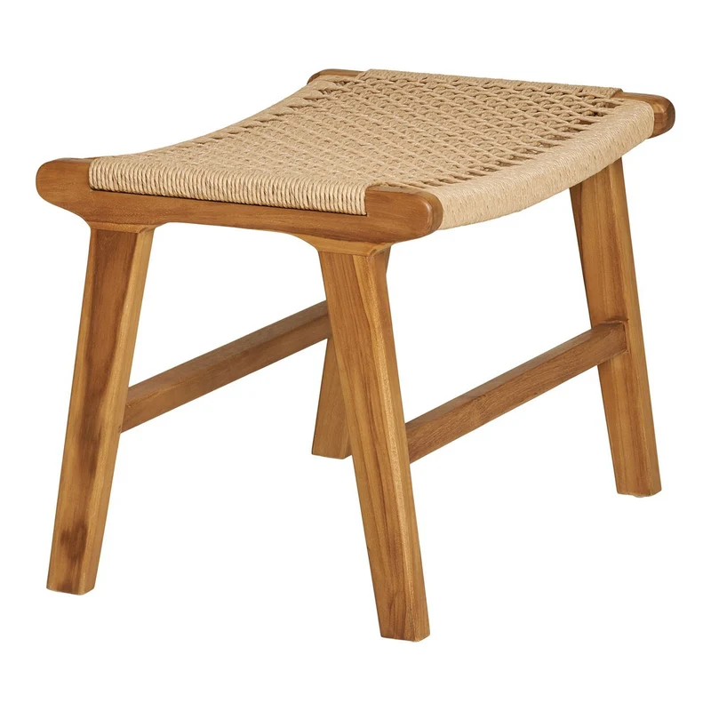 House Nordic Derby-Fußstütze – Braun, 60 × 40 × 42 cm, Rattan, Holz