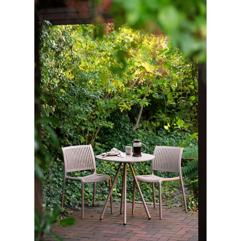 House Nordic Bistrotisch Barletta – Polypropylen/Stahl, Taupe, Ø 70 × 73,5 cm
