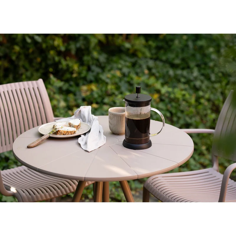 House Nordic Bistrotisch Barletta – Polypropylen/Stahl, Taupe, Ø 70 × 73,5 cm