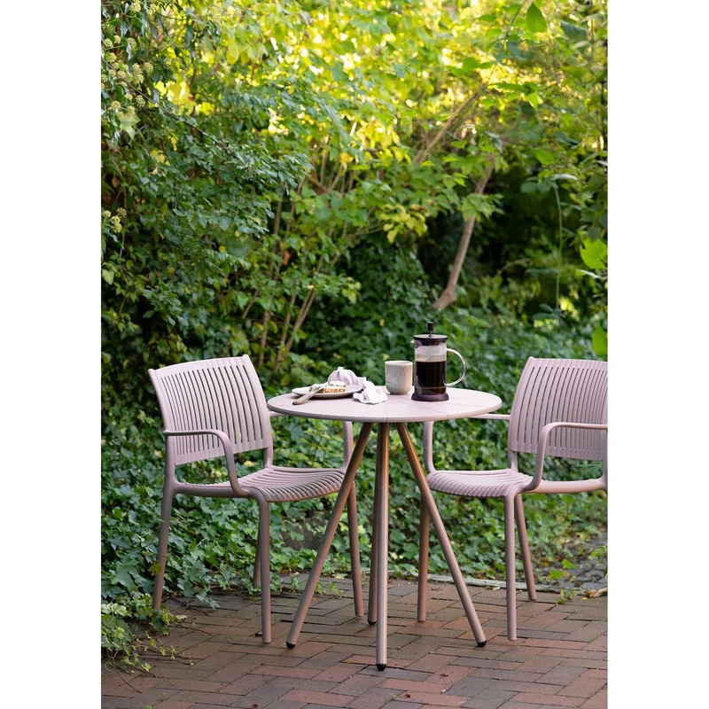 House Nordic Bistrotisch Barletta – Polypropylen/Stahl, Taupe, Ø 70 × 73,5 cm