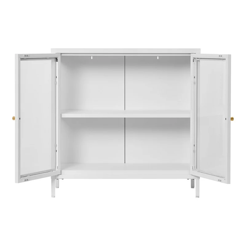 House Nordic Dalby-Kabinett – Weiß, 80 × 35 × 80 cm, Glas, Stahl