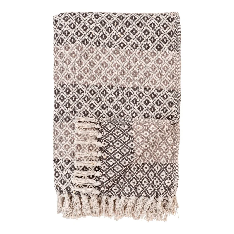 House Nordic Wohndecke Alanya – braun/beige/weiß, Baumwolle, Polyester, 130 × 180 cm