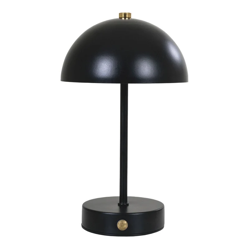 House Nordic LED-Tischleuchte Holt – wiederaufladbar, Schwarz/Messing, 25 cm