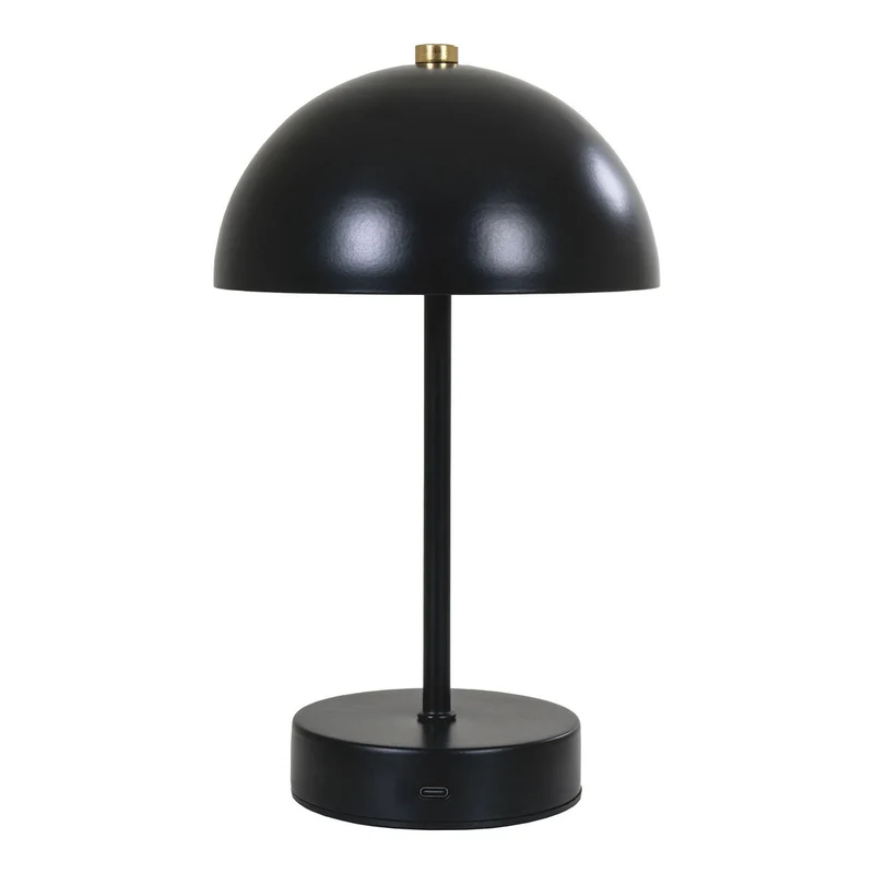 House Nordic LED-Tischleuchte Holt – wiederaufladbar, Schwarz/Messing, 25 cm