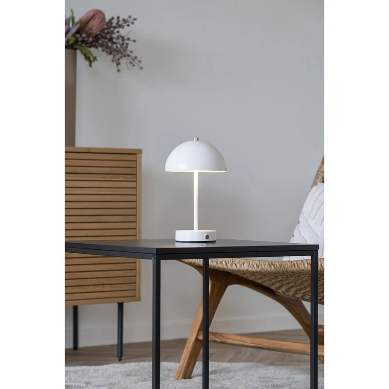 House Nordic LED-Tischleuchte Holt – wiederaufladbar, Weiß, 25 cm, Stahl