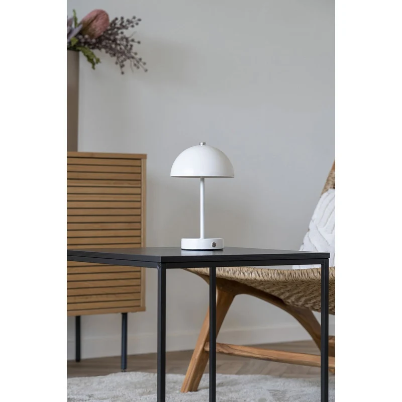 House Nordic LED-Tischleuchte Holt – wiederaufladbar, Weiß, 25 cm, Stahl