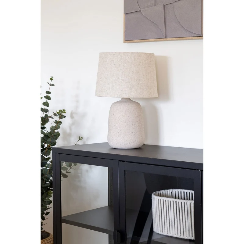 House Nordic Tischleuchte Croft – Keramik, Steinbeige, 47 cm