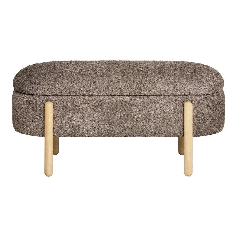 House Nordic Aufbewahrungsbank Branca – Braun/Natur, Bouclé, 98 × 41 × 48 cm
