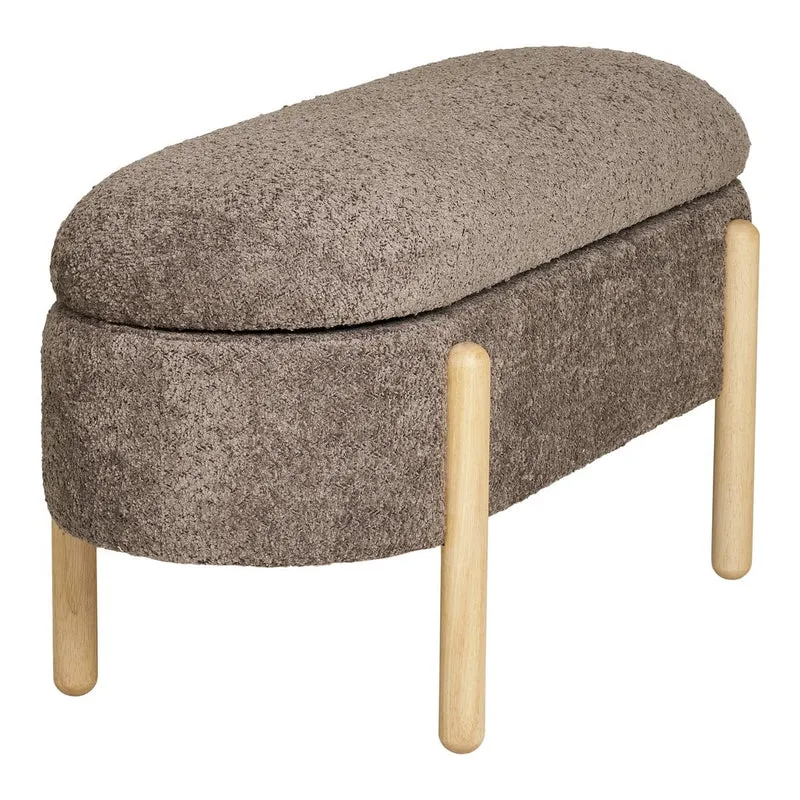 House Nordic Aufbewahrungsbank Branca – Braun/Natur, Bouclé, 98 × 41 × 48 cm