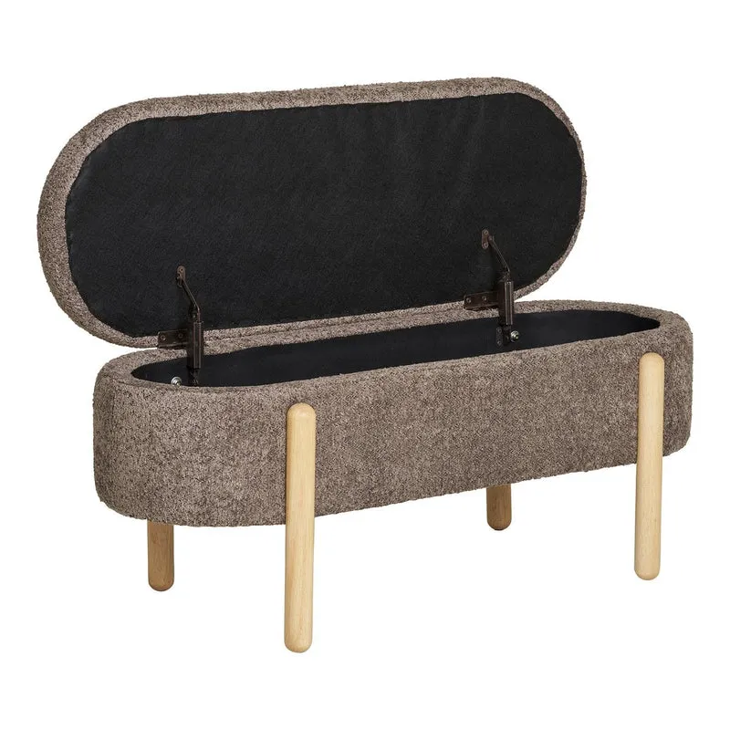 House Nordic Aufbewahrungsbank Branca – Braun/Natur, Bouclé, 98 × 41 × 48 cm