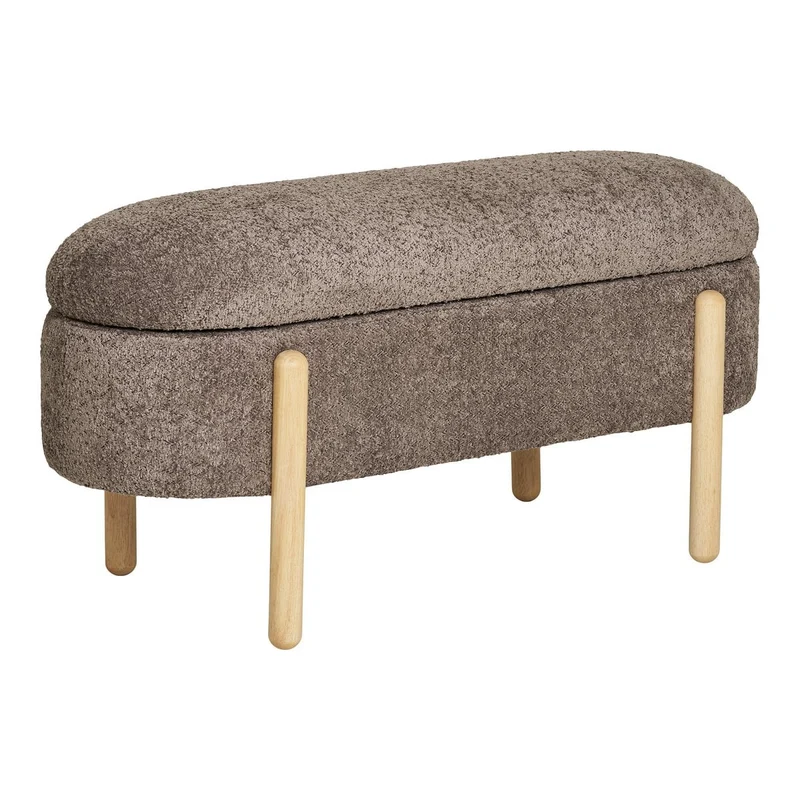 House Nordic Aufbewahrungsbank Branca – Braun/Natur, Bouclé, 98 × 41 × 48 cm