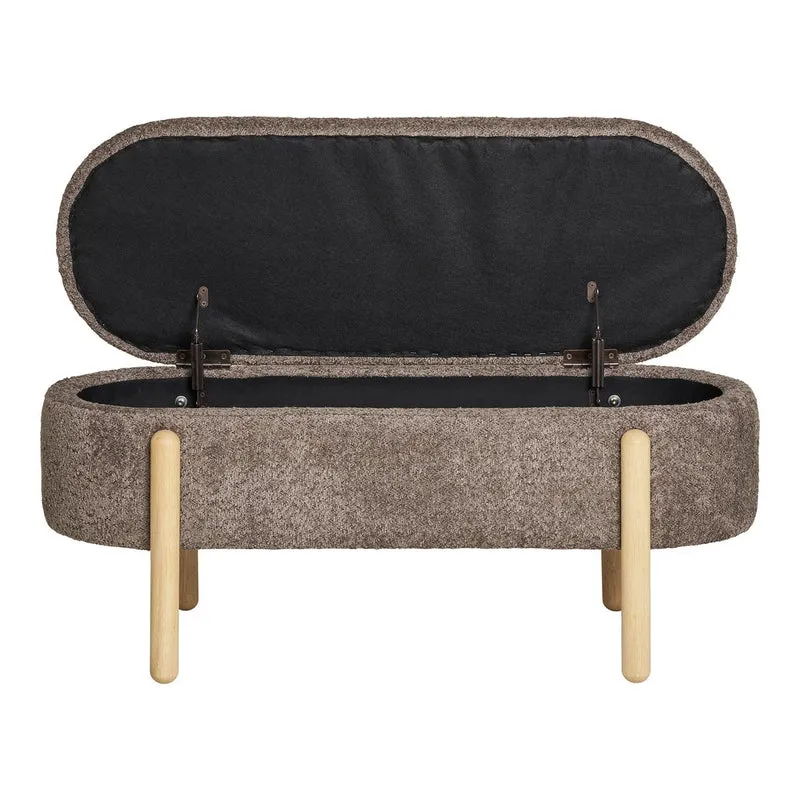 House Nordic Aufbewahrungsbank Branca – Braun/Natur, Bouclé, 98 × 41 × 48 cm